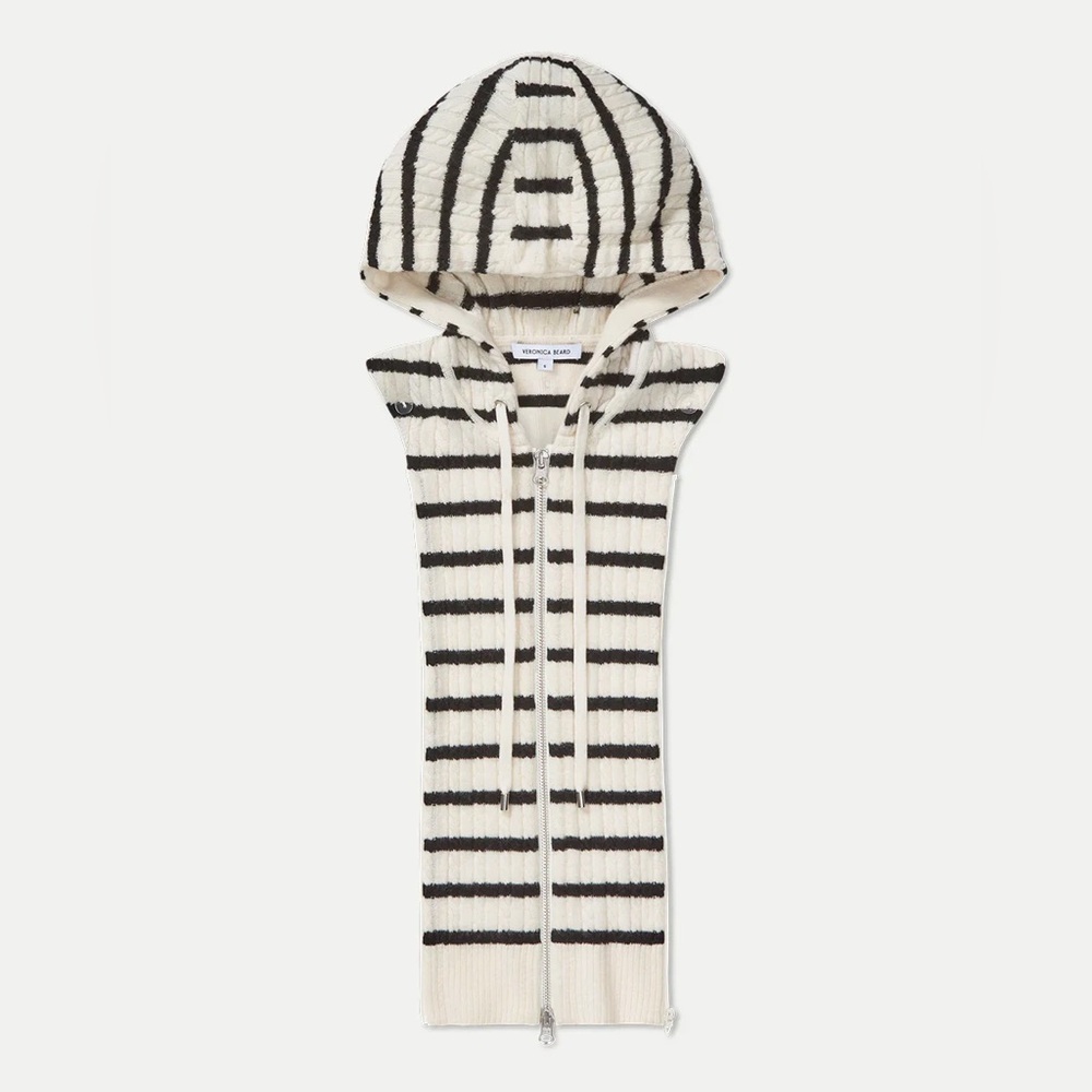 NWT ⭐️ VERONICA BEARD Bunny Cashmere Hoodie Dickey Off White Black